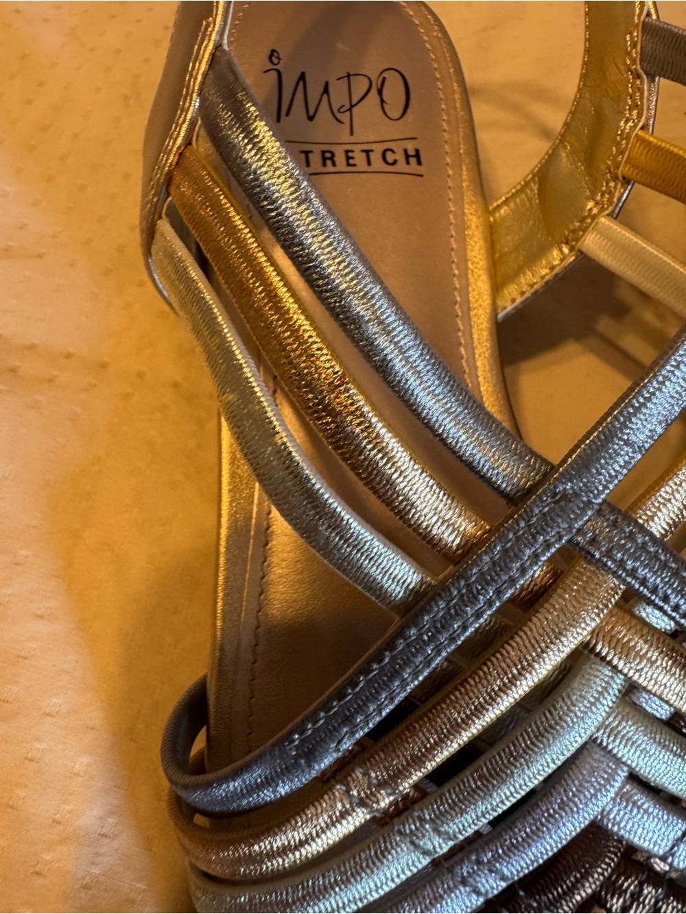 Impo Stretch Women's Metallic Multi-Strap Slingback Sandals - Gold, Silver, Bron - Picture 11 of 14